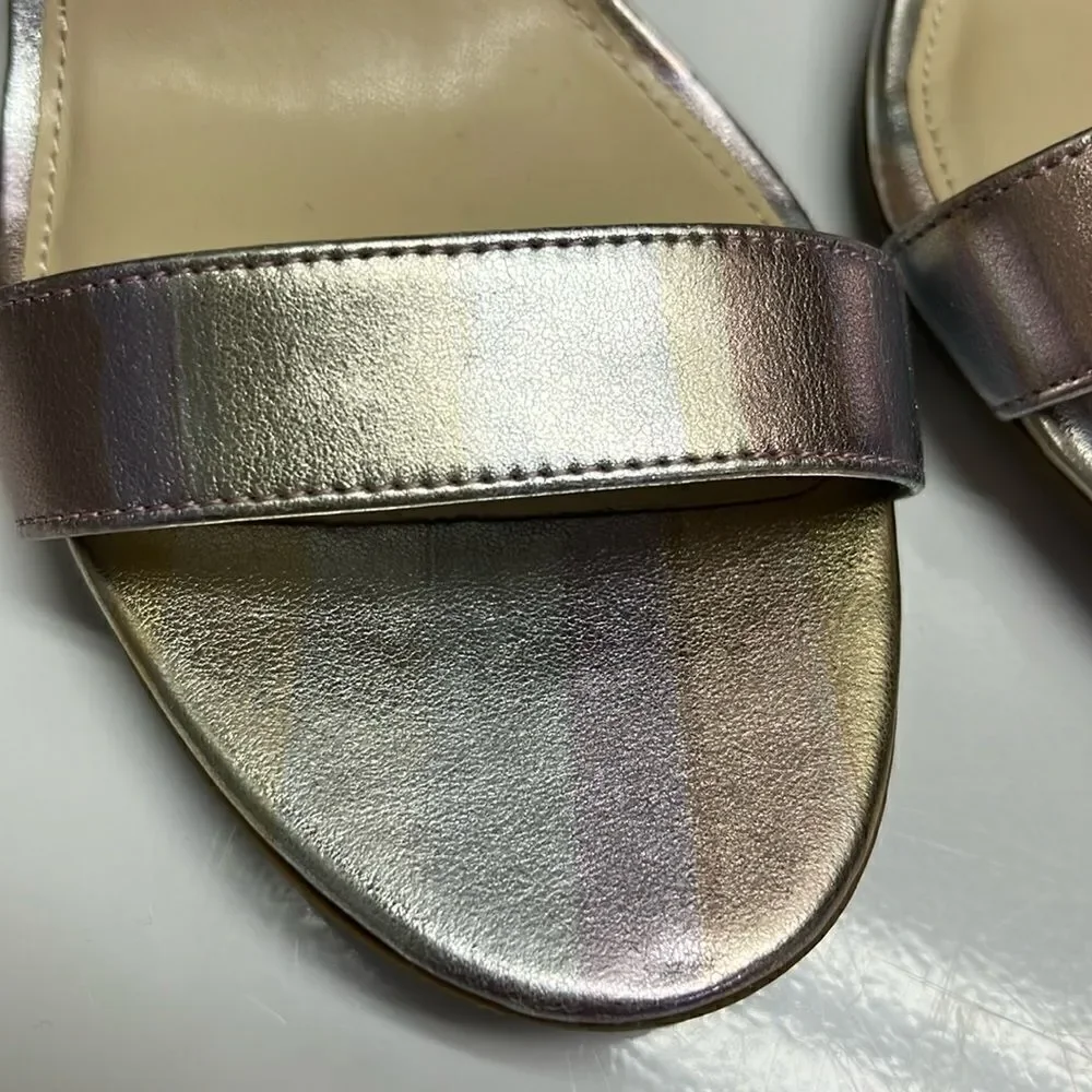 Circus by Sam Edelman Metallic Striped Strappy Adjustable Ankle Block Heels- 7.5